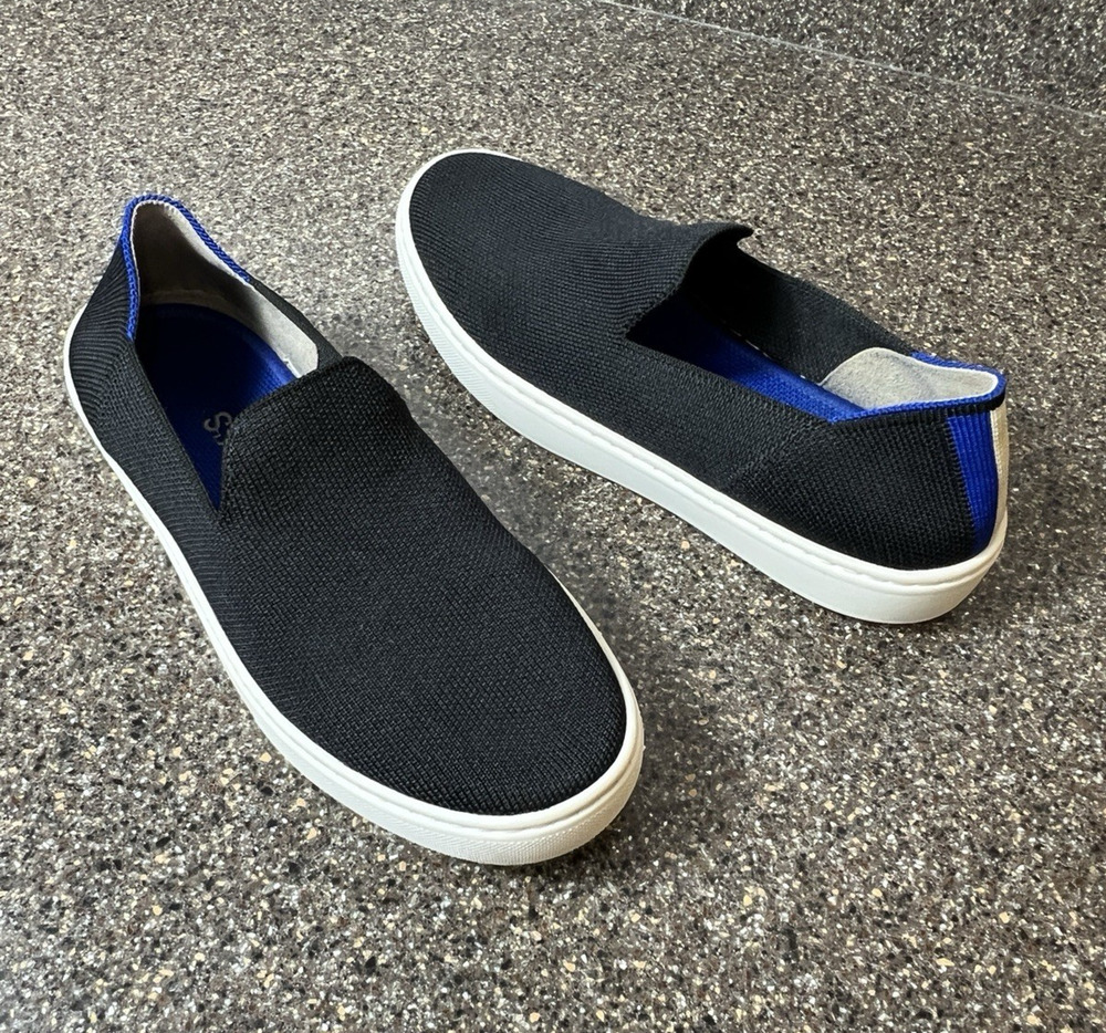 Rothy's The Original Slip On Sneaker Black Knit Shoes Womens Size 6 Casual Flats